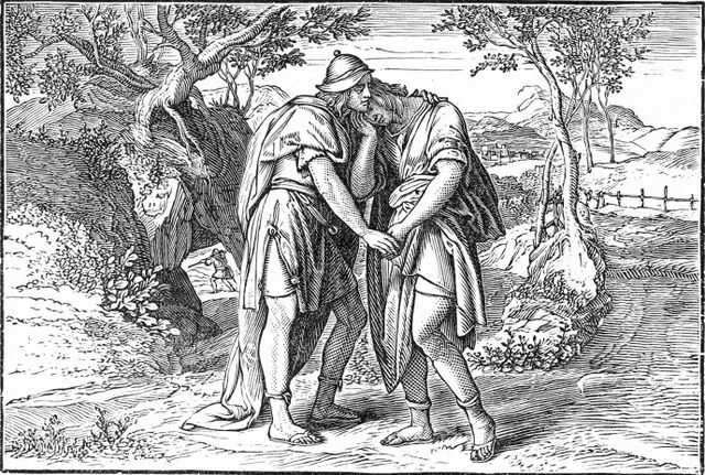 The parting of David and Jonathan I Samuel 20:42